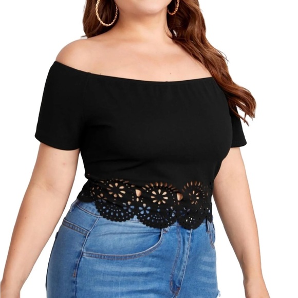Off shoulder Lace Black top - Picture 1 of 5